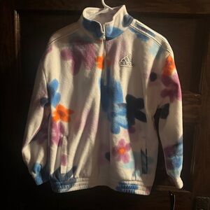 Adidas Multicolor Floral Fleece, Quarter Zip Hoodie,NWT